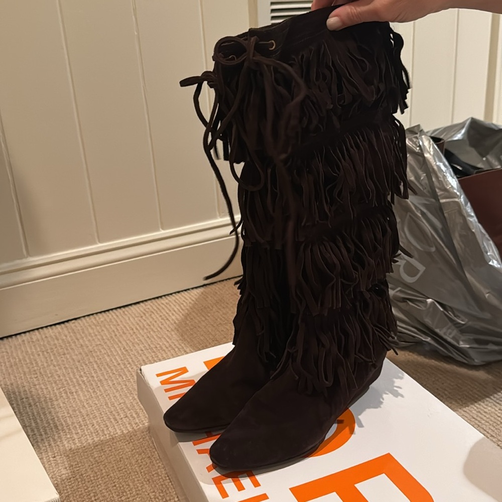 COPY - Michael Kors brown suede fringe boots size 8